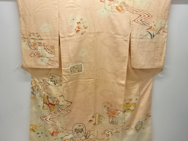 JAPANESE KIMONO / ANTIQUE KIMONO / SILK / MON KINSHA / SHIKISHI & FLORAL PLANTS